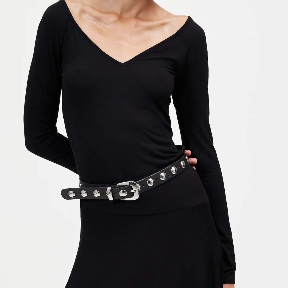 Madewell Jersey V-Neck Long-Sleeve Top Black Womens S Capsule Basic Chic Staple